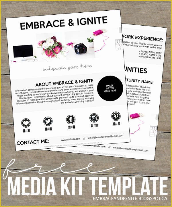 Free Press Kit Template Download Of Embrace and Ignite Freebie Friday Media Kit Template