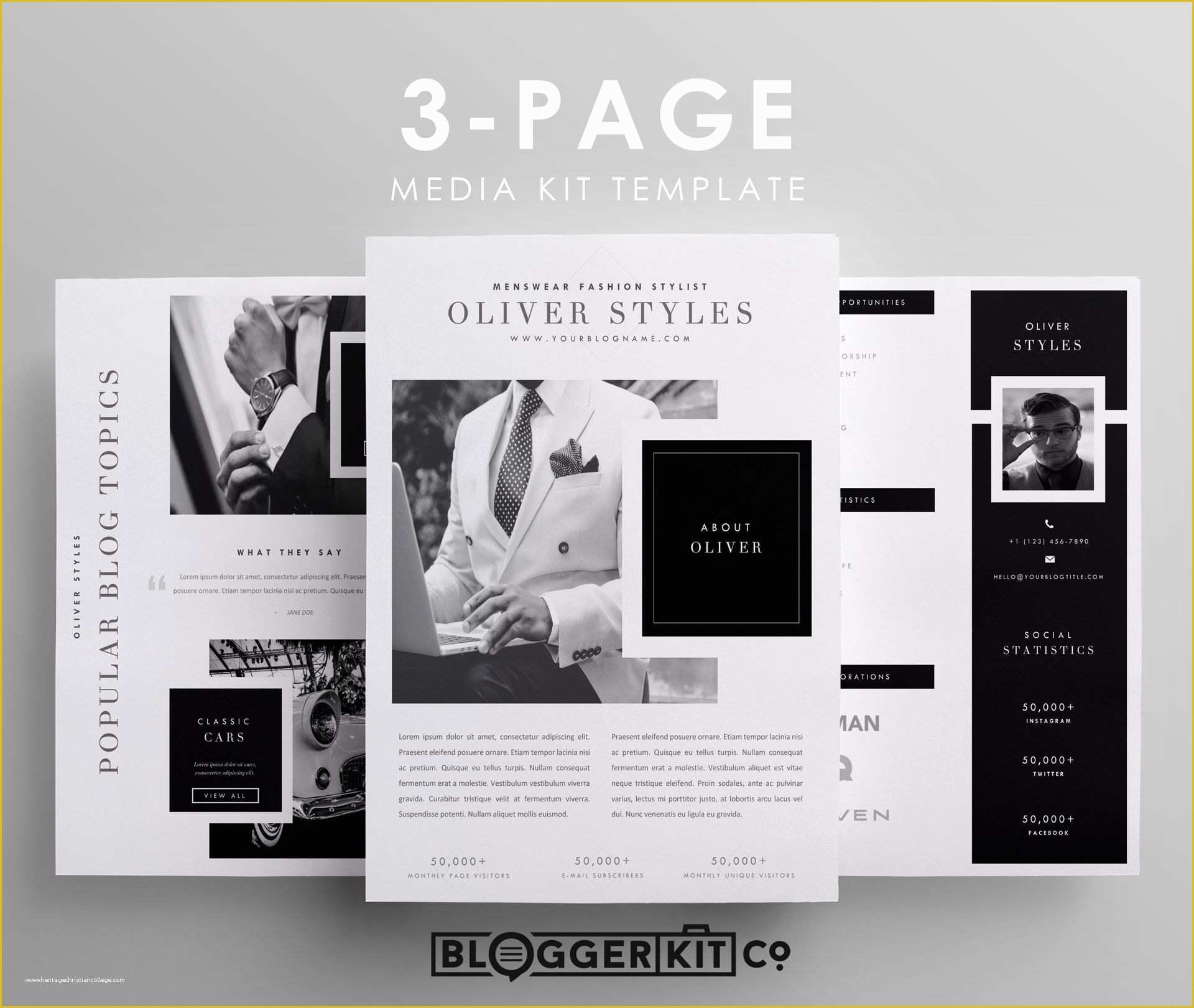 Free Press Kit Template Of Dapper Three Page Media Kit Template