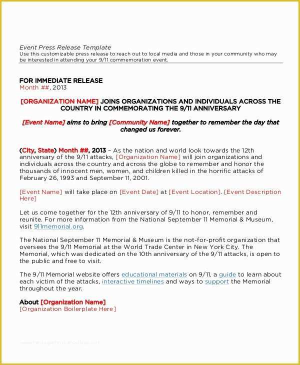 47 Free Press Release format Template