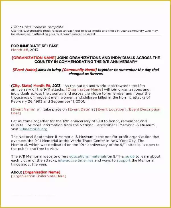 47 Free Press Release format Template