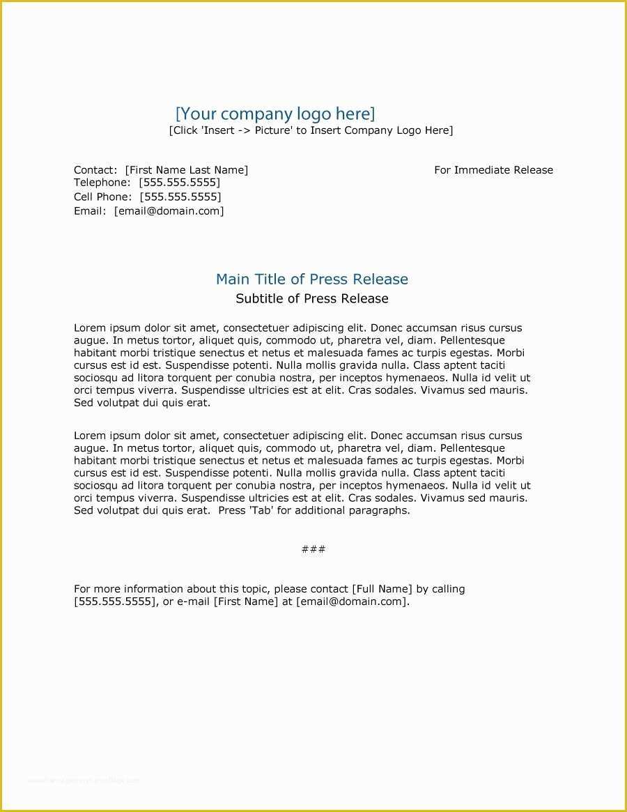 Free Press Release format Template Of 47 Free Press Release format Templates Examples & Samples