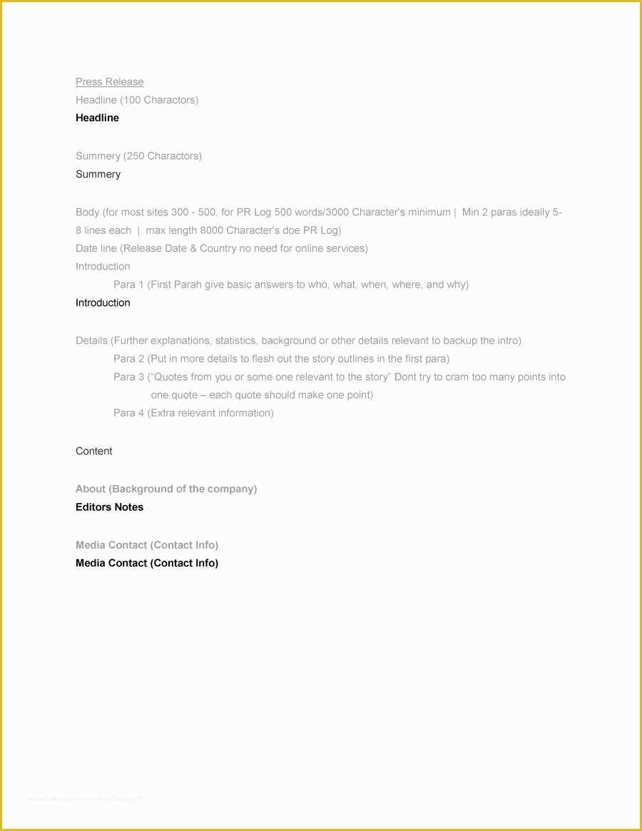 Free Press Release format Template Of 47 Free Press Release format Templates Examples & Samples