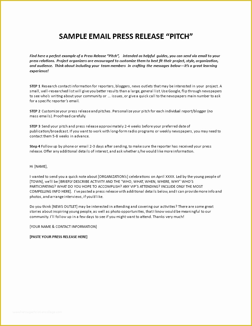 Free Press Release format Template Of Free Press Release Email Template