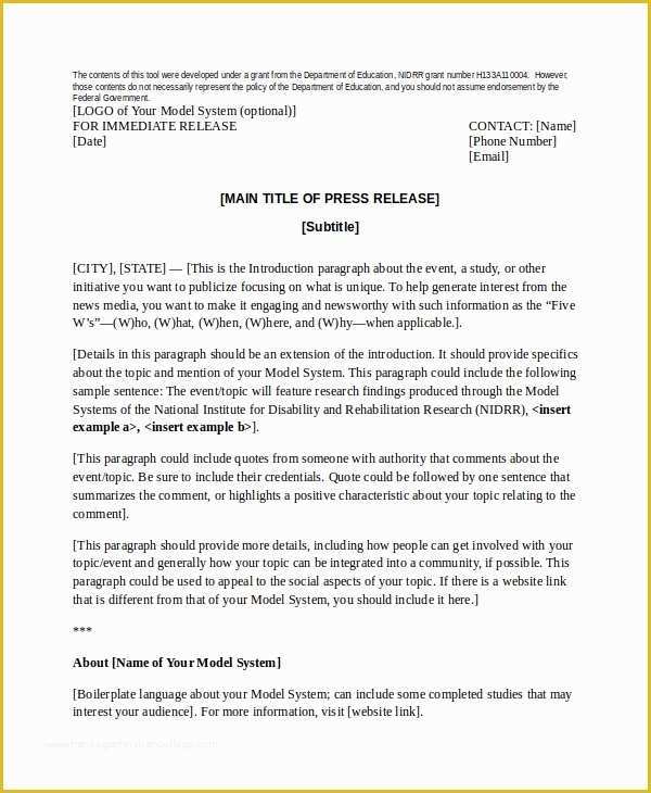 Free Press Release format Template Of Press Release Template 20 Free Word Pdf Document