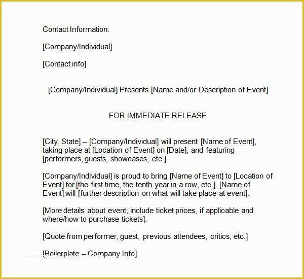 Free Press Release format Template Of Sample Press Release Templates 8 Free Documents