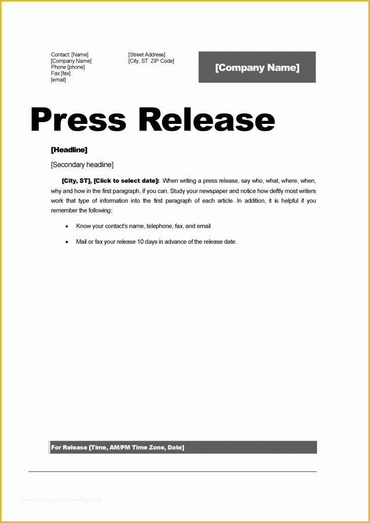 Free Press Release format Template Of Template Press Release Template