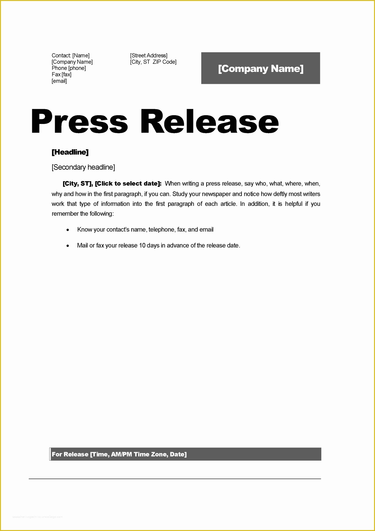 Free Press Release format Template Of top 5 Resources to Get Free Press Release Templates Word