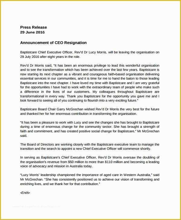 Free Press Release Template Of 19 Press Release Templates Free Sample Example format