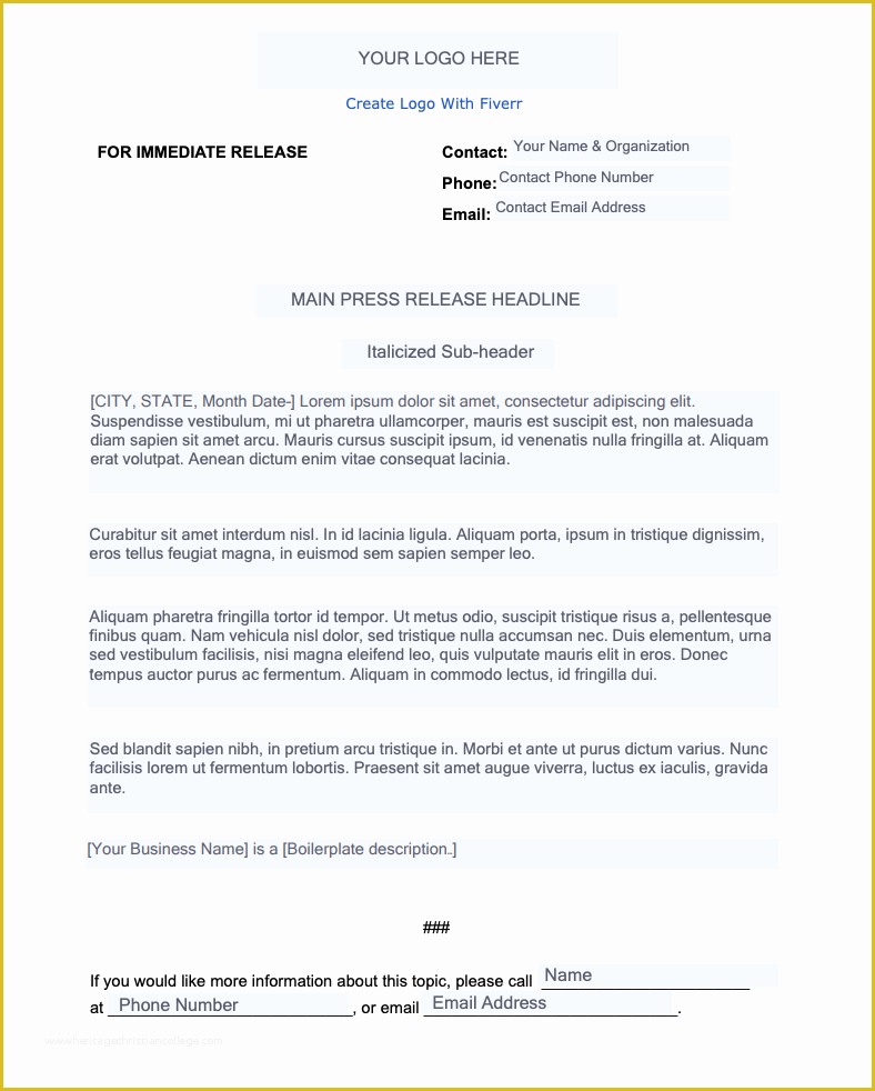 Free Press Release Template Of How to Write A Press Release In 10 Steps [ Free Template]