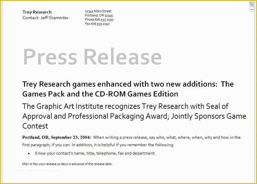 Free Press Release Template Of Press Release Template