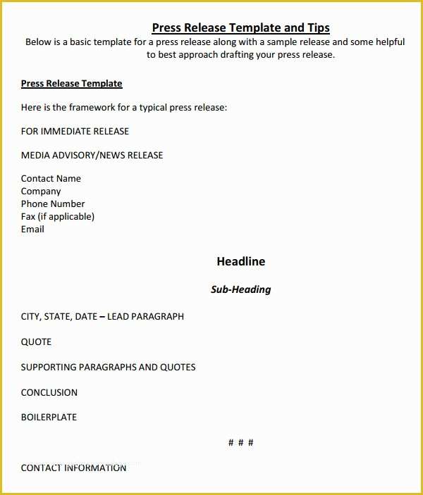 Free Press Release Template Of Sample Press Release Templates 7 Free Documents