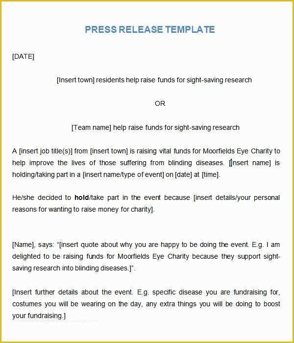 Free Press Release Template Of Sample Press Release Templates 7 Free Documents