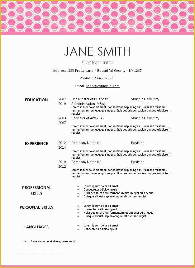 Free Pretty Resume Templates Of Creative Resume Templates