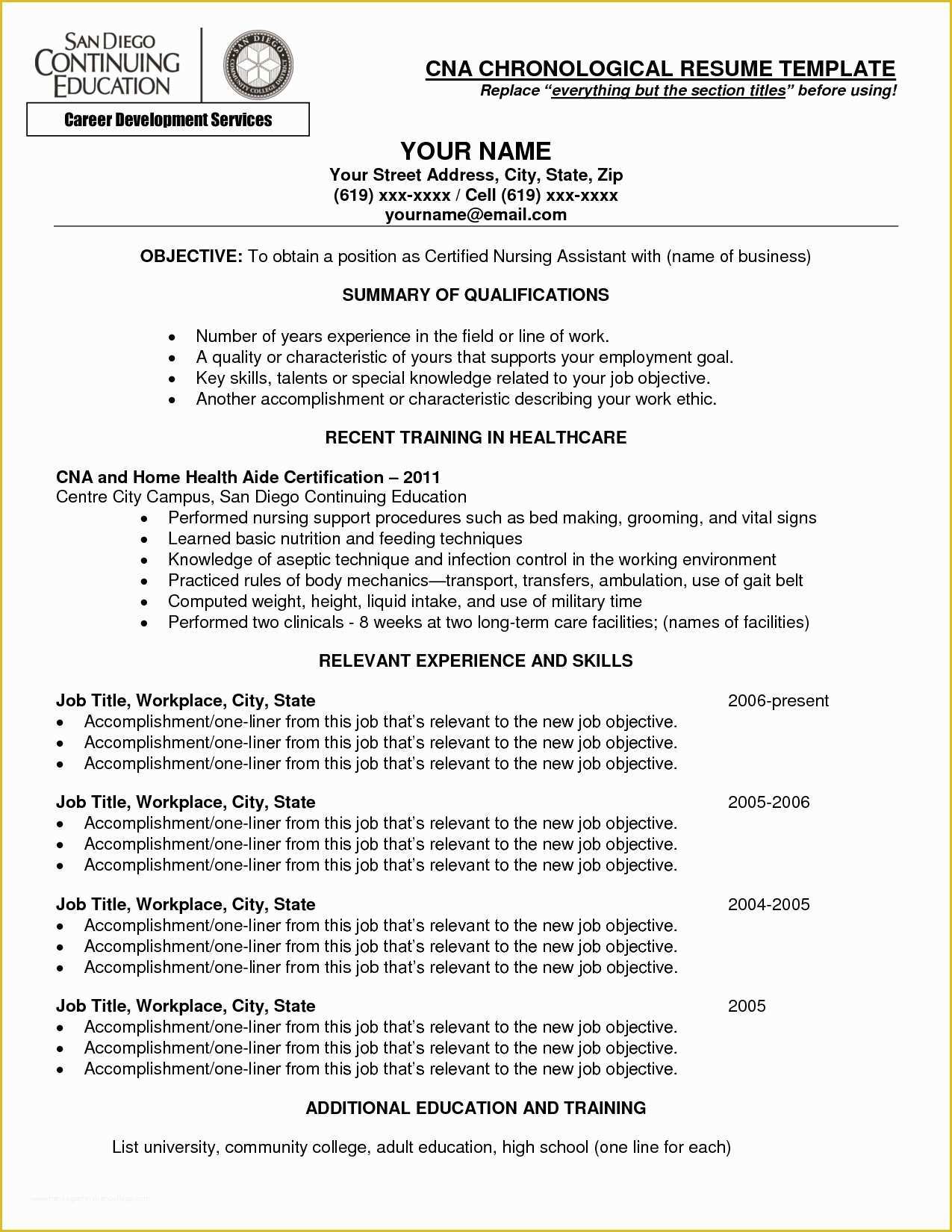 Free Pretty Resume Templates Of Free Resume Templates for Certified Nursing assistant