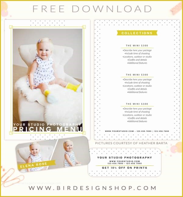 Free Pricing Template for Photographers Of 30 New Shop Freebies