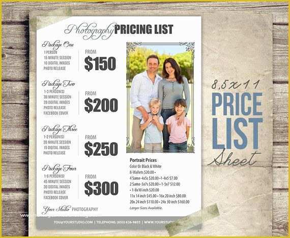 Free Pricing Template for Photographers Of Graphy Package Pricing Grapher Price List