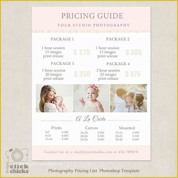 Free Pricing Template for Photographers Of Graphy Package Pricing List Template Graphy