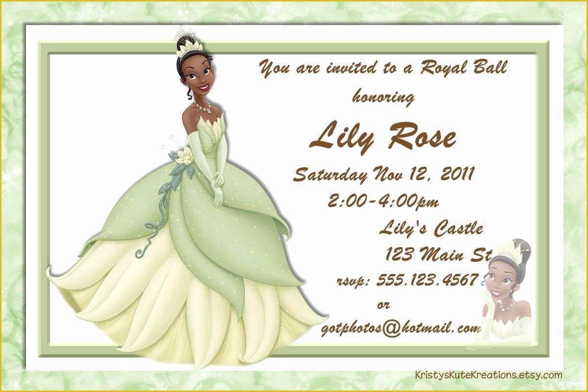 Free Princess Tiana Invitation Template Of Disney S Princess and the Frog Tiana Birthday Invitation