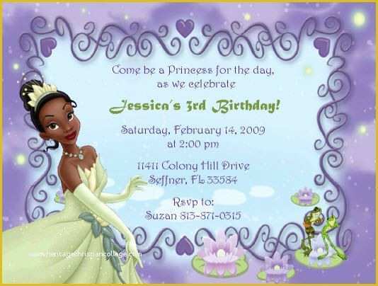 Free Princess Tiana Invitation Template Of Free Princess and the Frog Invitation Template