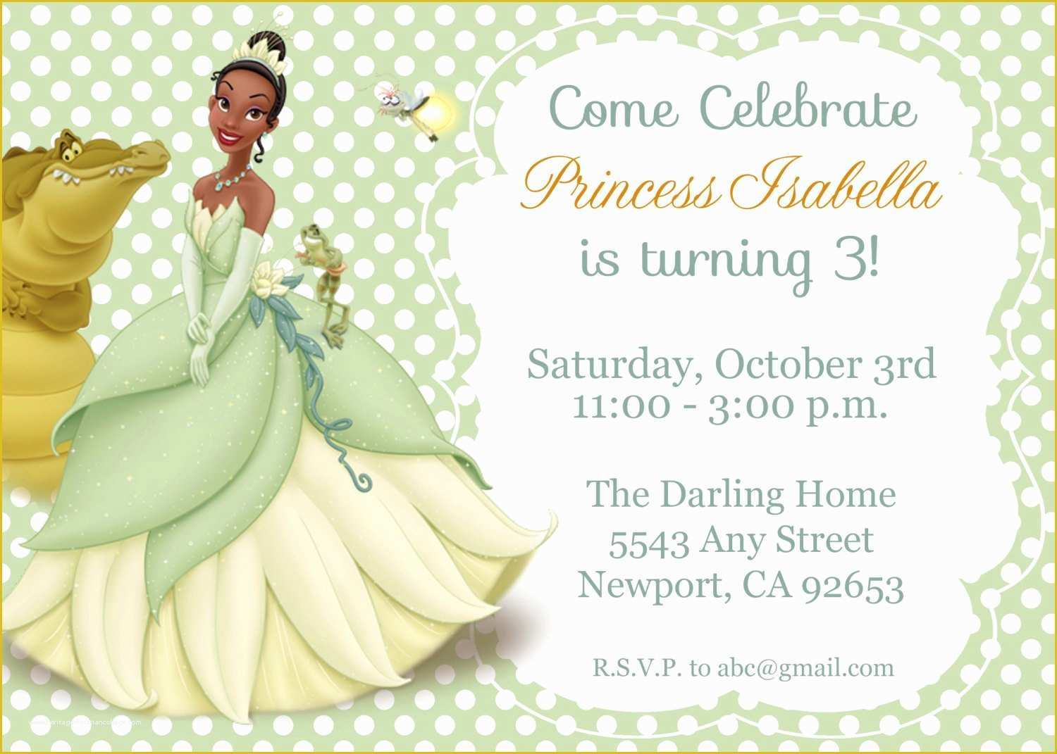 Free Princess Tiana Invitation Template Of Princess & the Frog Invitation Tiana Disney Princess