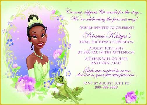 Free Princess Tiana Invitation Template Of Princess and the Frog Birthday Party Printables