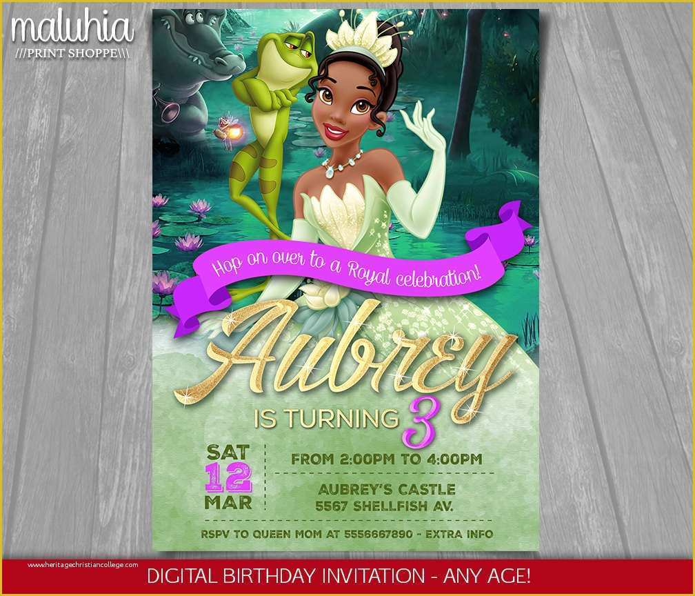 Free Princess Tiana Invitation Template Of Princess and the Frog Invitation Disney Princess Tiana