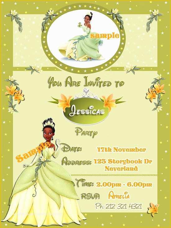 Free Princess Tiana Invitation Template Of Princess and the Frog Princess Tiana Birthday Invitation