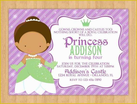 Free Princess Tiana Invitation Template Of Princess Tiana Birthday Invitation