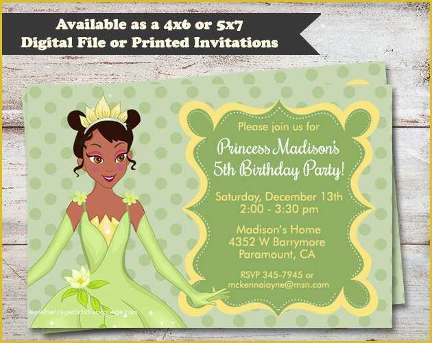 Free Princess Tiana Invitation Template Of Princess Tiana Birthday Invitations