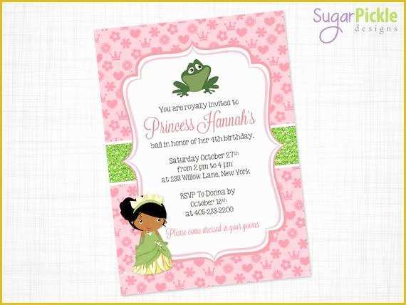 Free Princess Tiana Invitation Template Of Princess Tiana Invitation Princess Invitation Princess and