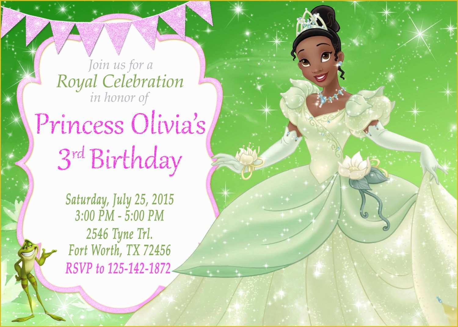 Free Princess Tiana Invitation Template Of Princess Tiana Invitation Princess Tiana Birthday Princess