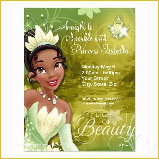 Free Princess Tiana Invitation Template Of Princess Tiana Invitation Templates