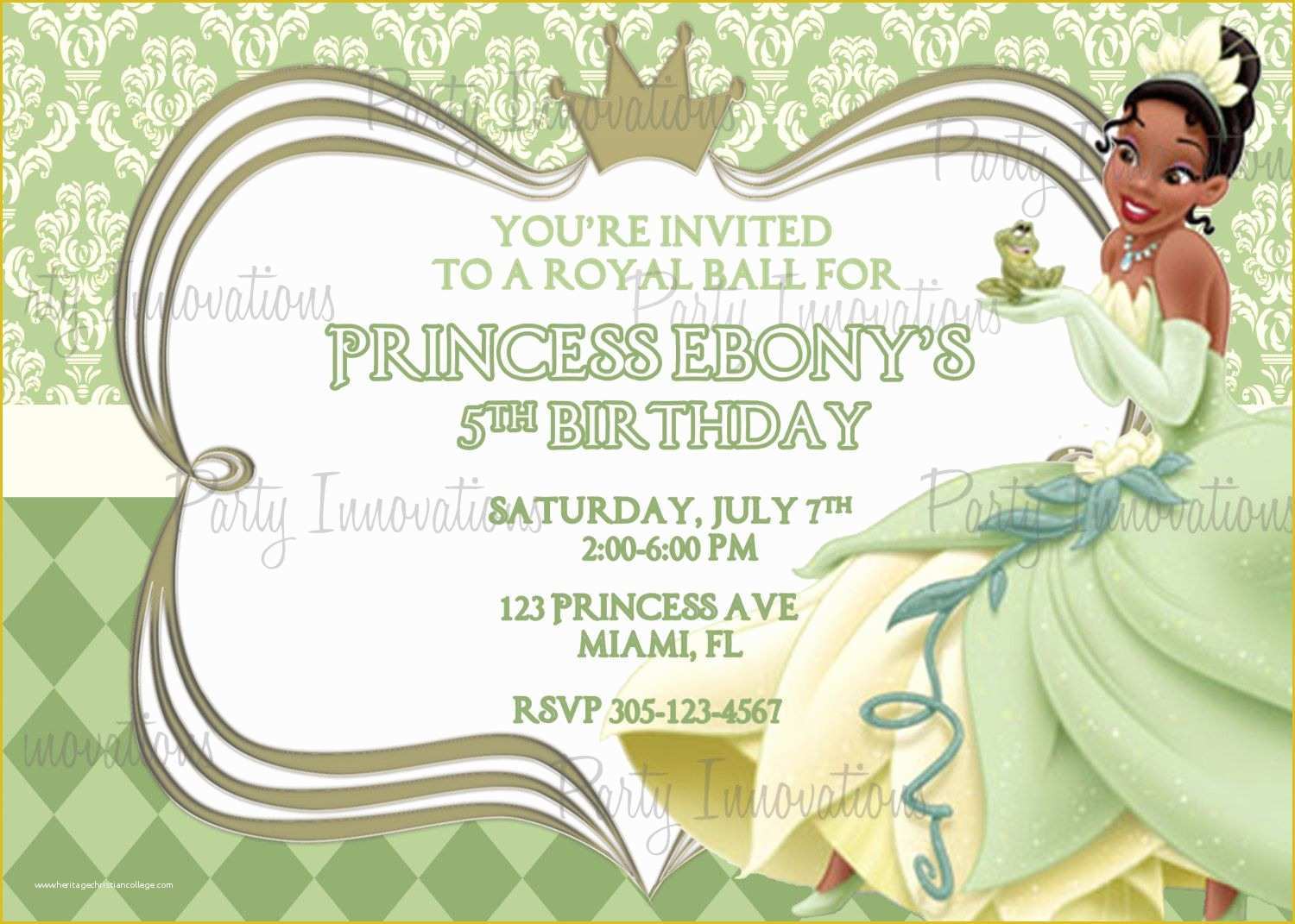 Free Princess Tiana Invitation Template Of Princess Tiana Invitations Free