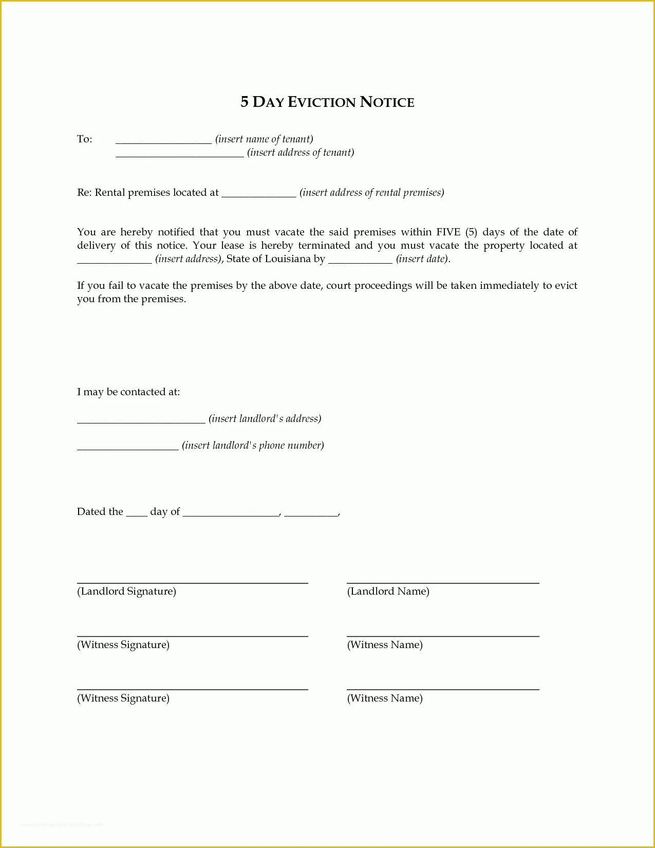 free printable 30 day eviction notice template of 10 best of 14 day