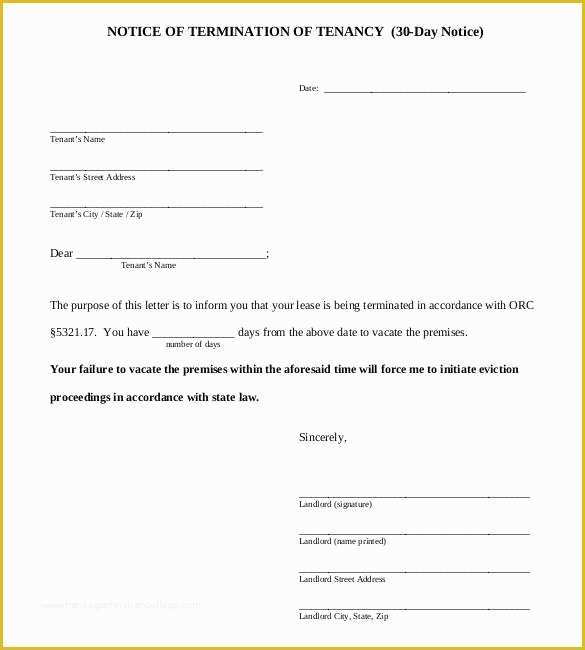 Free Printable 30 Day Eviction Notice Template Of 38 Eviction Notice Templates Pdf Google Docs Ms Word