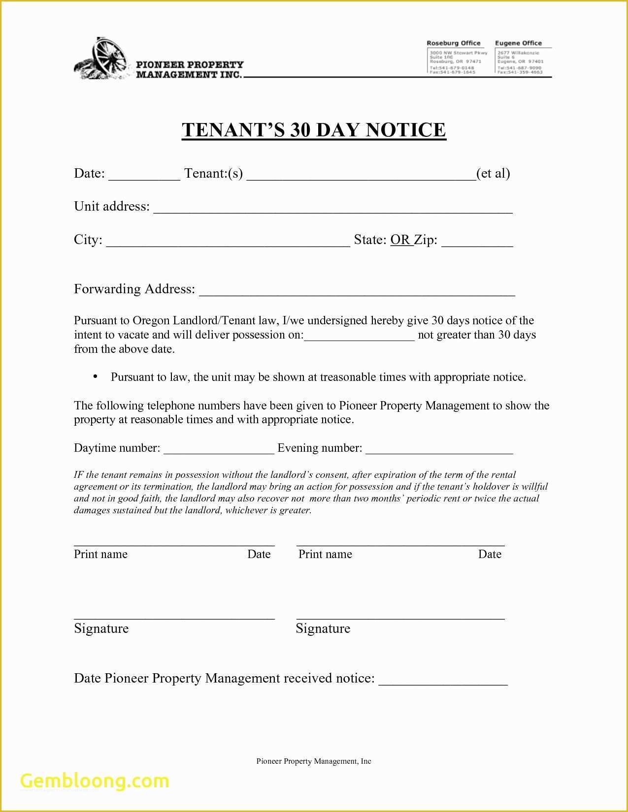 Free Printable 30 Day Eviction Notice Template Of Best Printable 30 Day Eviction Notice