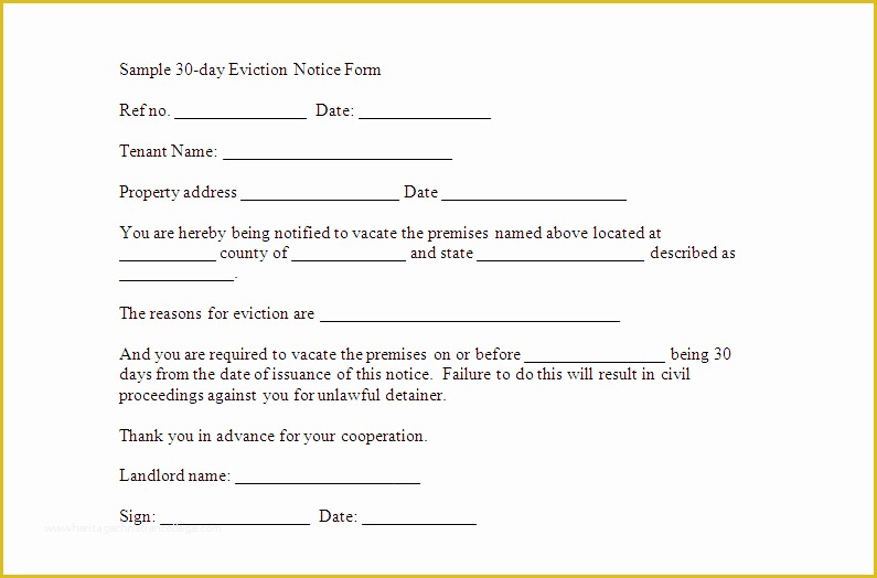 Free Printable 30 Day Eviction Notice Template Of Free Downloadable Eviction forms