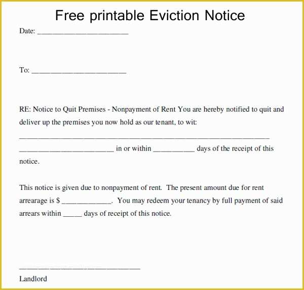 Free Printable 30 Day Eviction Notice Template Of Printable Eviction Notice