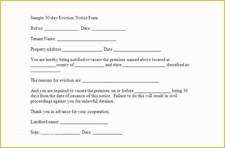 Free Printable 30 Day Eviction Notice Template Of Printable Sample 30 Day Notice to Vacate Template form