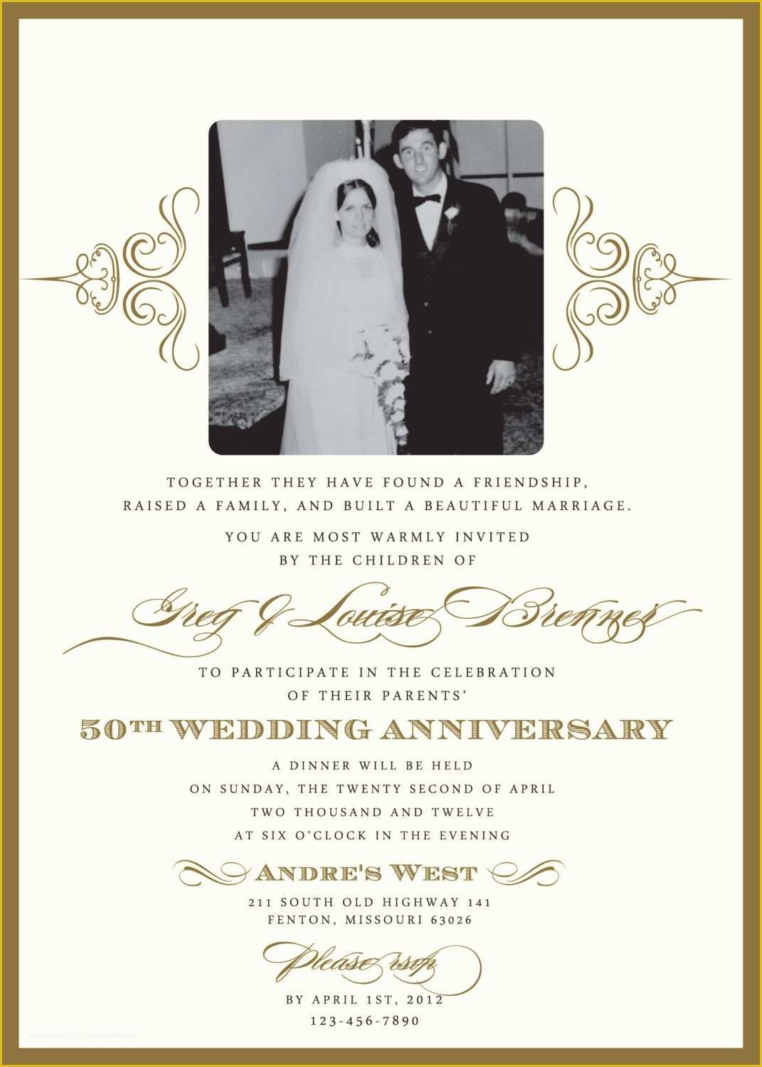 Free Printable 50th Wedding Anniversary Invitation Templates Of 50th Anniversary Invites Templates Free Templates