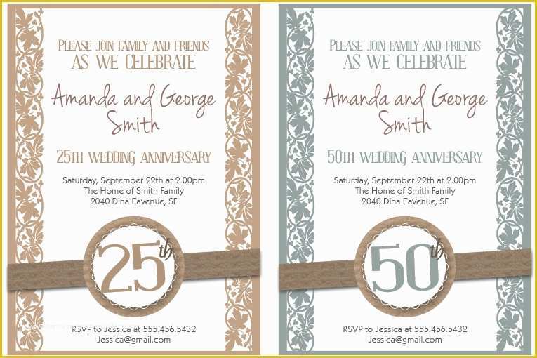 Free Printable 50th Wedding Anniversary Invitation Templates Of Anniversary Invitation Templates Free Printable