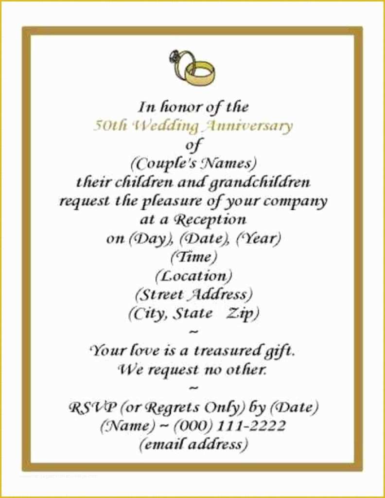 Free Printable 50th Wedding Anniversary Invitation Templates Of Free Wedding Anniversary Invitation Template