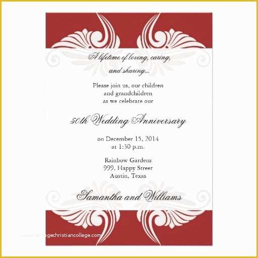 Free Printable 50th Wedding Anniversary Invitation Templates Of Printable Free 50th Anniversary Invitation