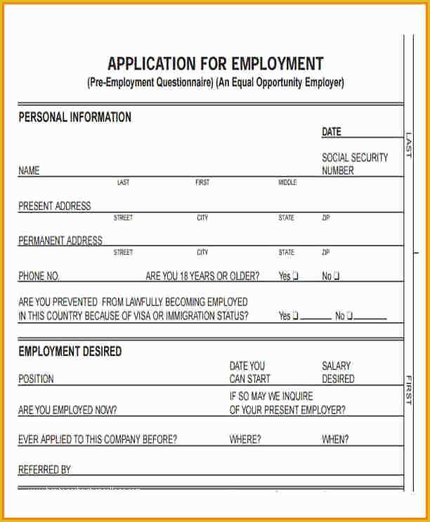 Free Printable Application For Employment Template Of 12 Standard Free Printable Application For Employment Template Of 12 Standard