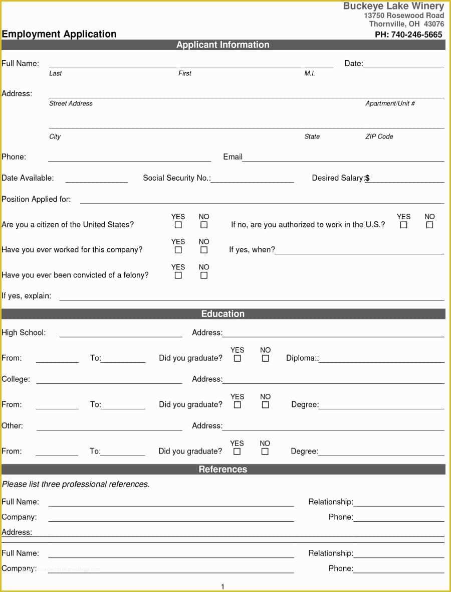 Free Printable Application for Employment Template Of 50 Free Employment Job Application form Templates