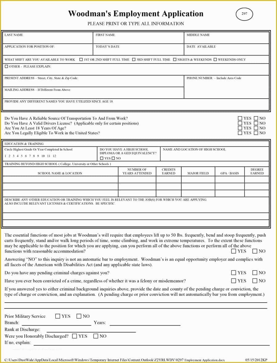52 Free Printable Application for Employment Template