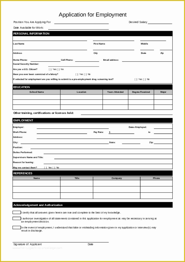 Free Printable Application for Employment Template Of Blank Job Application form Samples Download Free forms