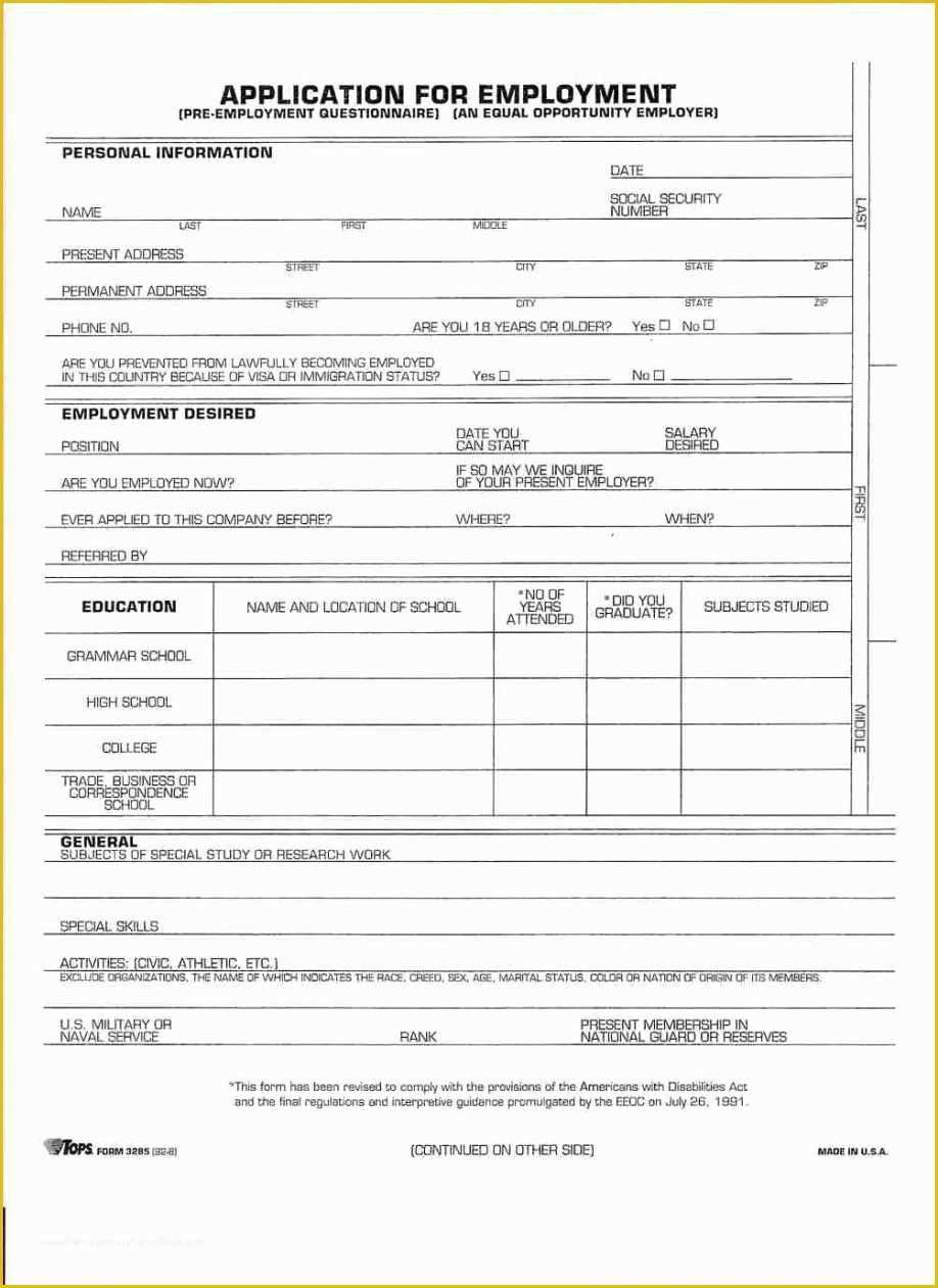 Free Printable Application for Employment Template Of Free Printable Employment Applications Letter Examples Job