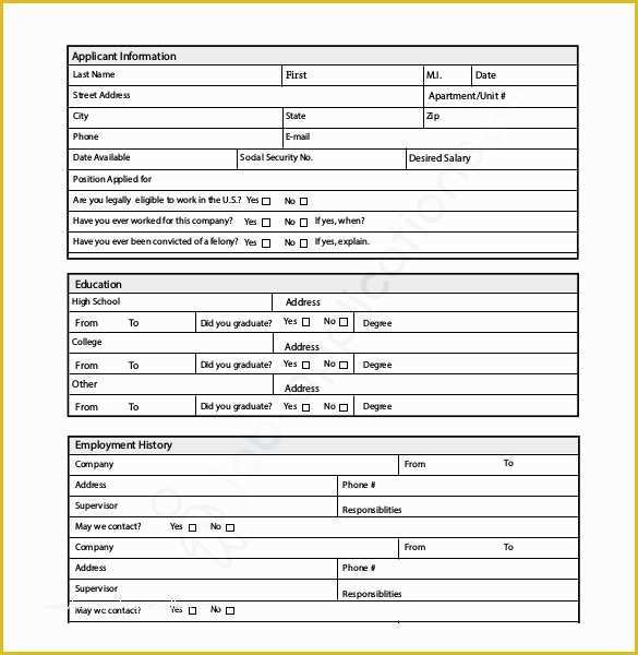 Free Printable Application for Employment Template Of Job Application Template 19 Examples In Pdf Word