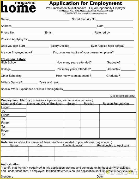 Free Printable Application for Employment Template Of Job Application Template Doc